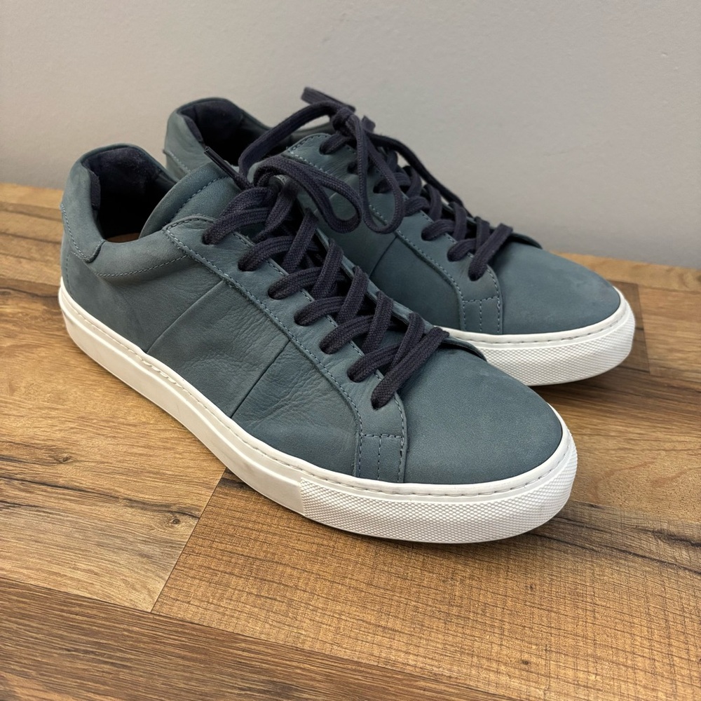 Avitto Leather Italian Low Top Lace Up Sneakers Marine Men’s